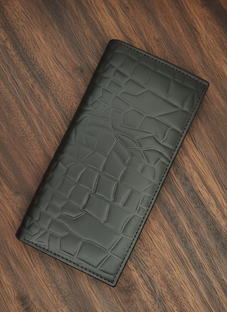 Premium Leather Long Wallet (Black)